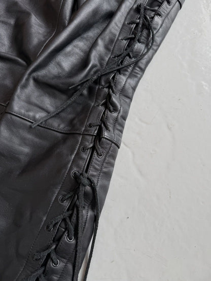 Vintage hein gericke lace up leather biker pants