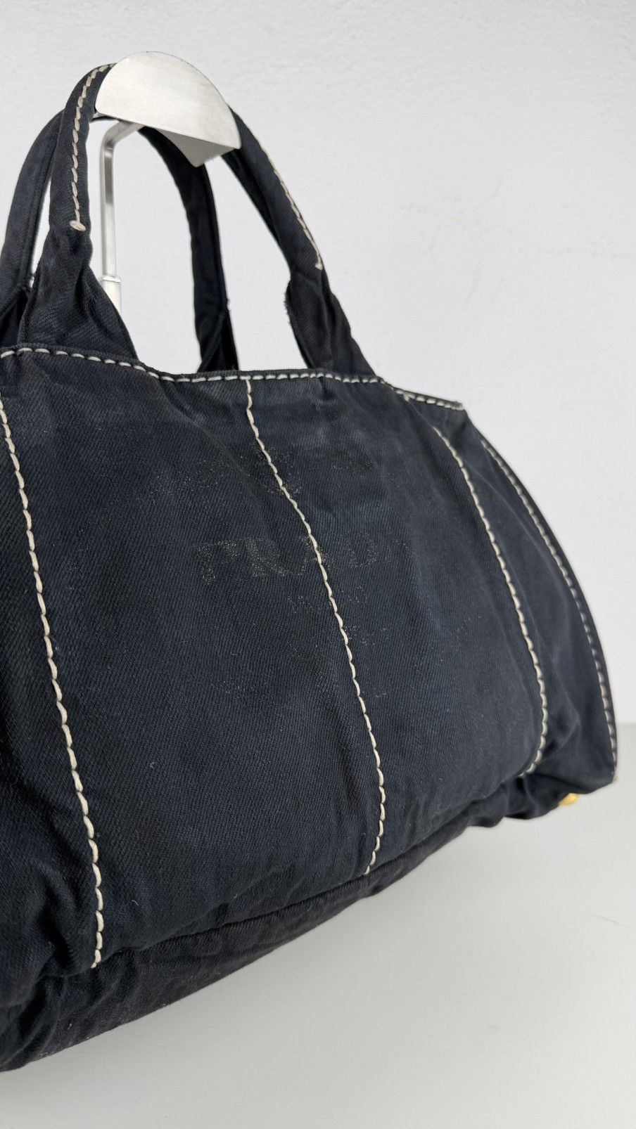 Prada canapa large canvas tote bag