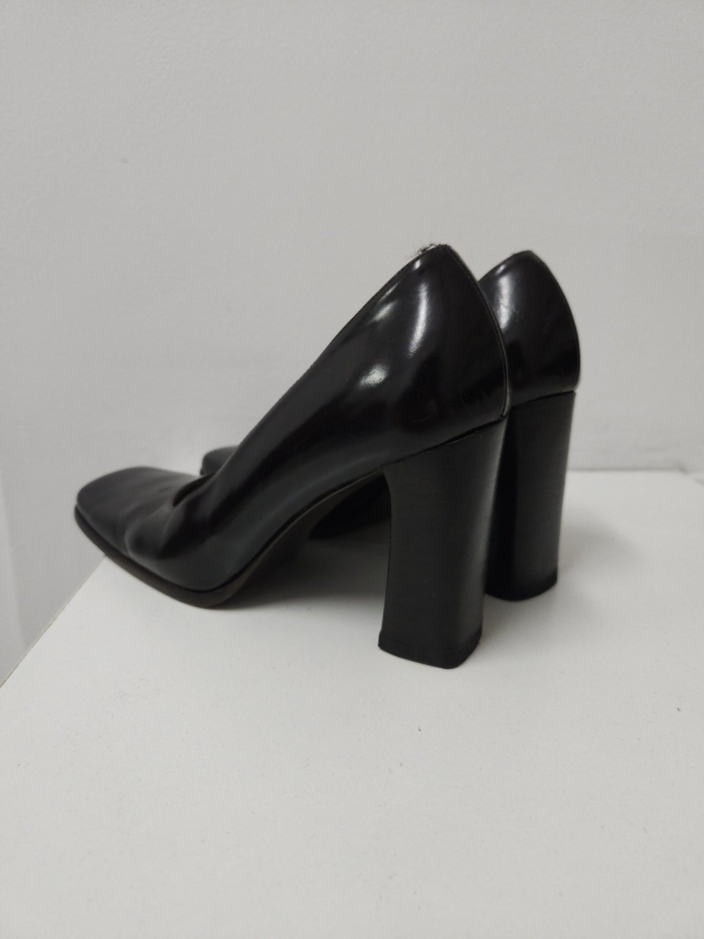 Archive Gucci square toe block heel pumps mules