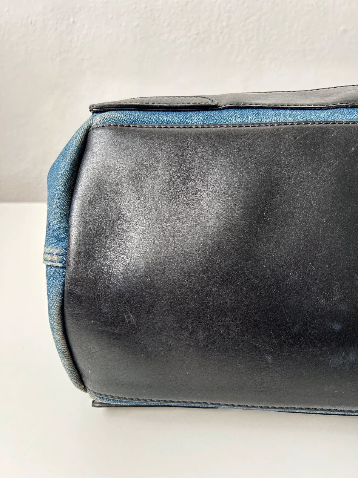 Balenciaga denim leather navy cabas m tote bag with pouch
