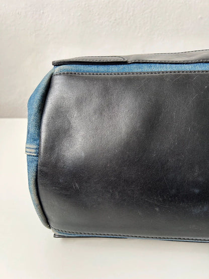 Balenciaga denim leather navy cabas m tote bag with pouch