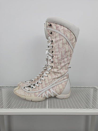 Vintage y2k dior monogram knee height lace up boots