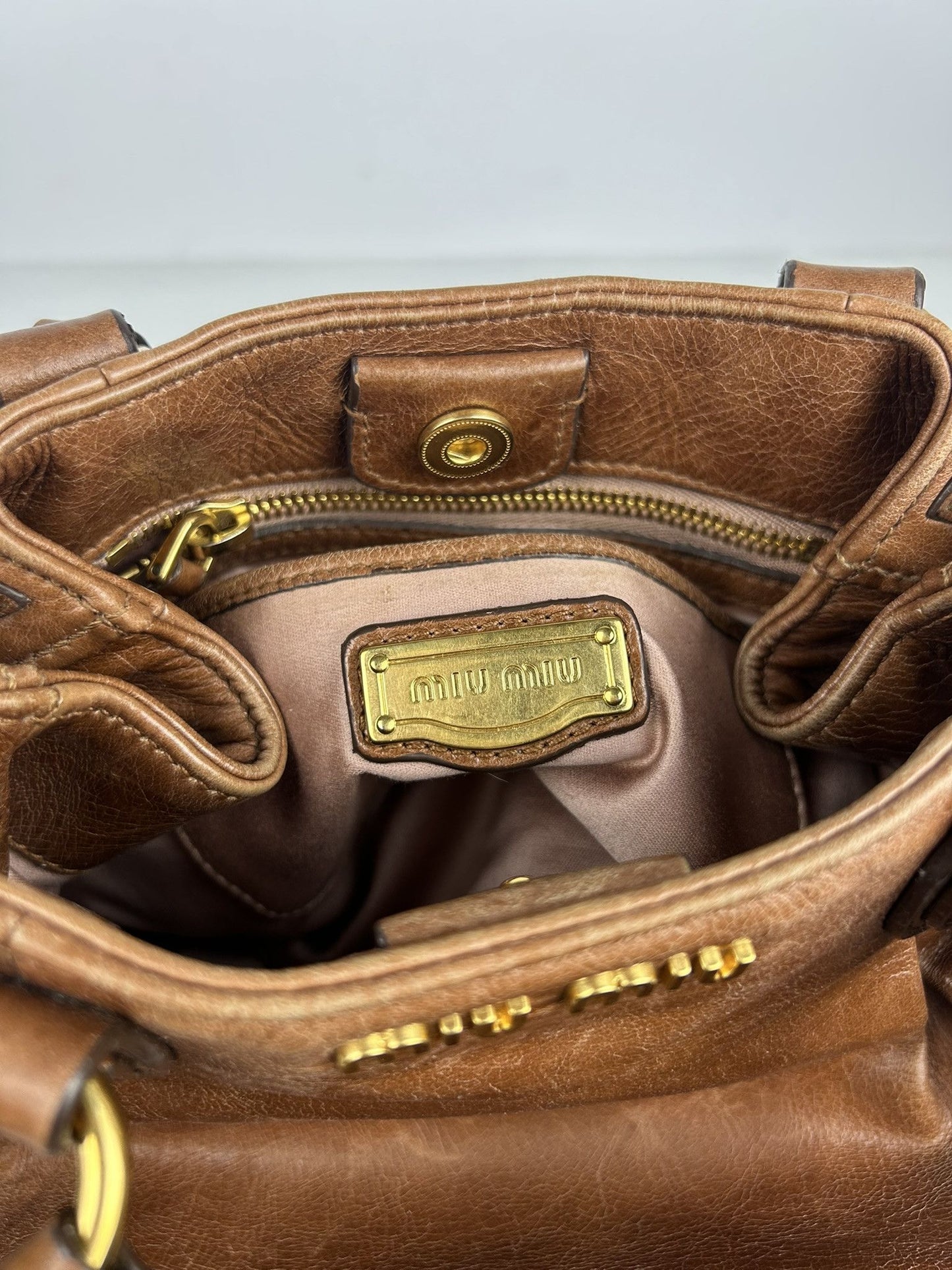 Miu miu mini bow bag in brown
