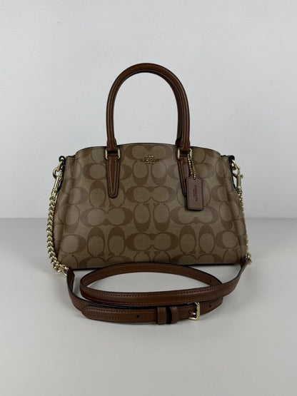 Coach coated signature mini sage carryall handbag
