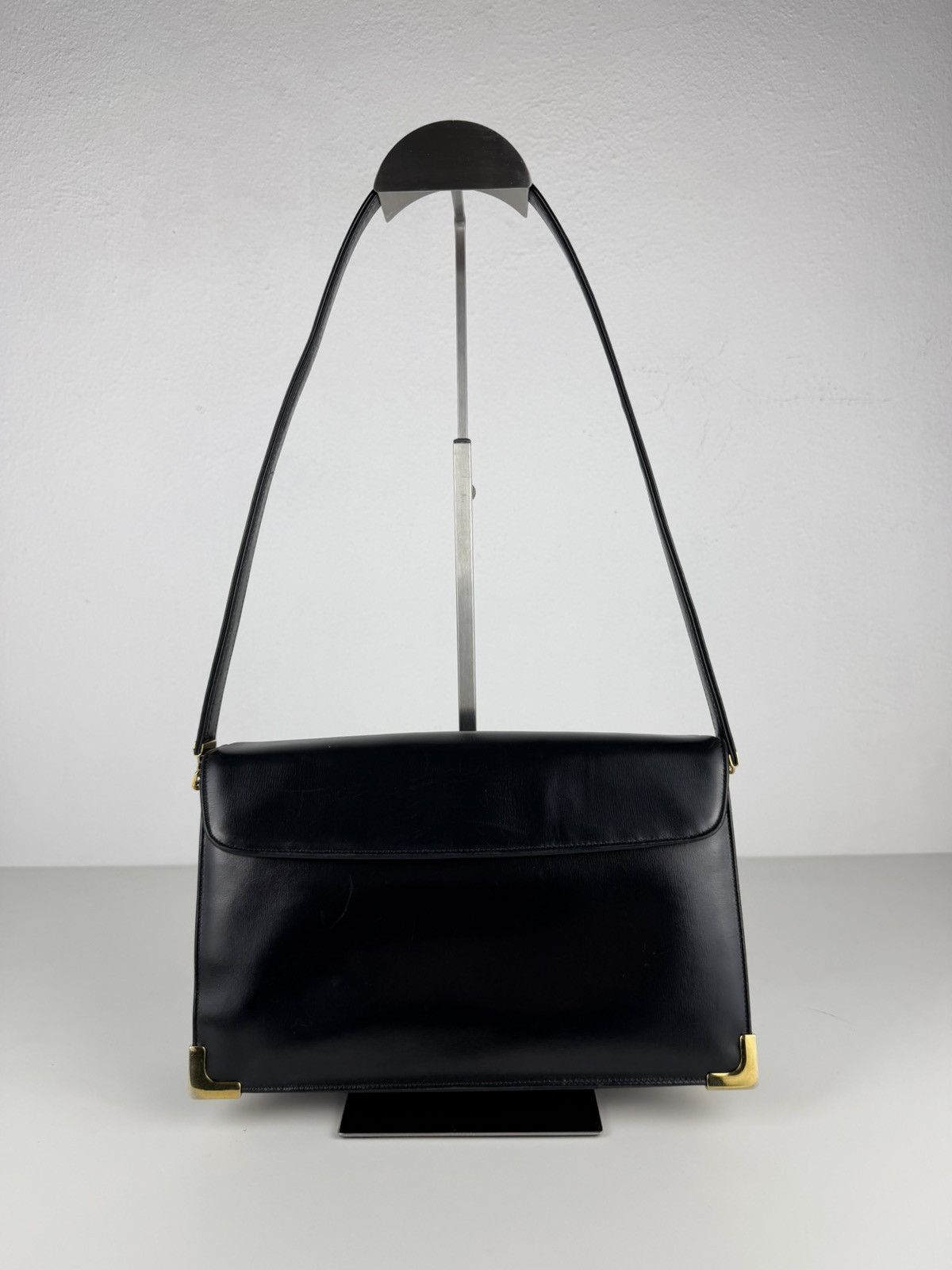 Vintage 70s Dior box calf leather shoulder bag
