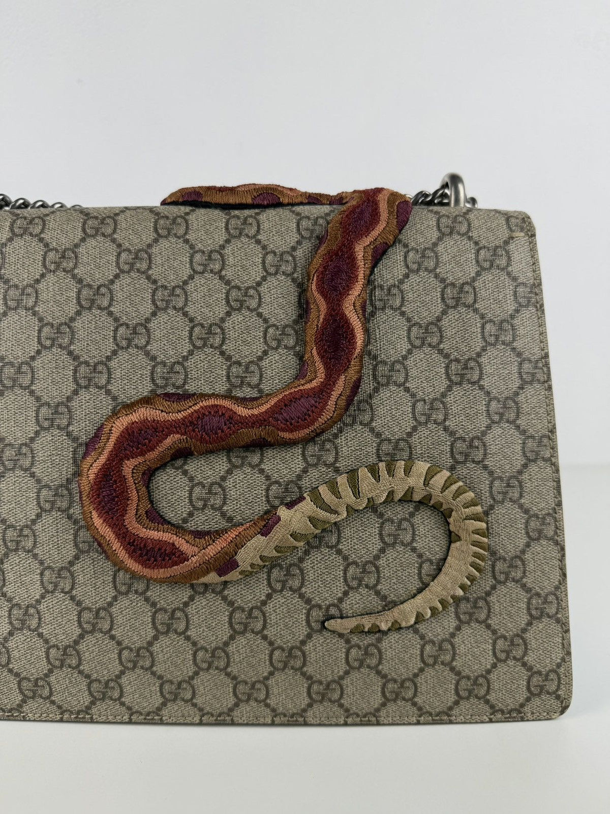 Gucci GG supreme Dionysus large with embroidered bee snake & flowers