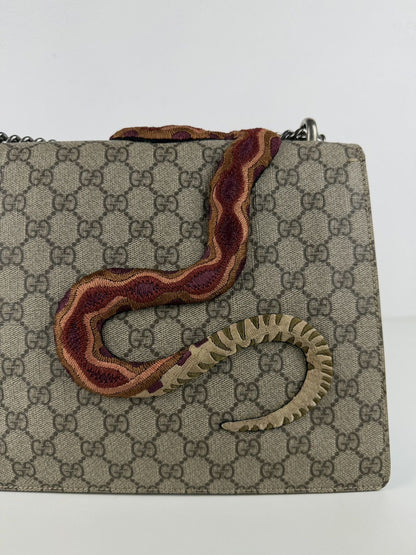 Gucci GG supreme Dionysus large with embroidered bee snake & flowers
