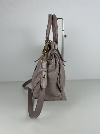 Miu miu vitello bauletto aperto gathered leather handbag