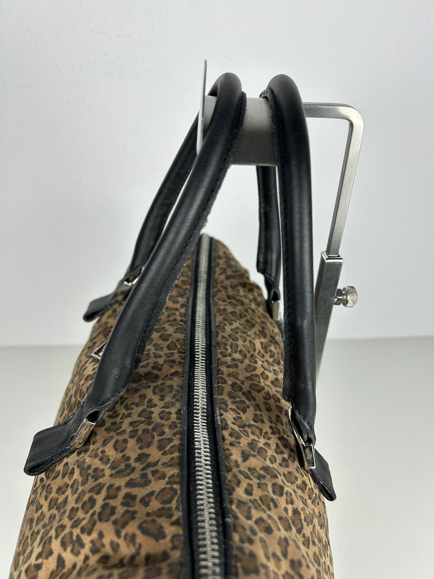 Vintage Bottega Veneta leopard print mini boston bag