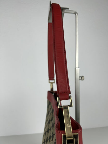 Vintage y2k Gucci monogram canvas and leather shoulder bag