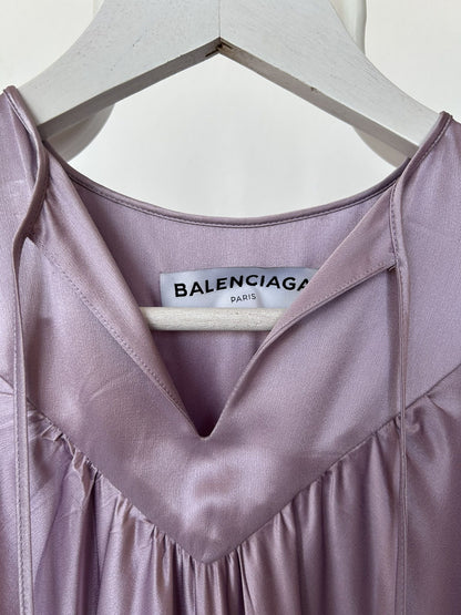 SS2018 Balenciaga silk ruffle loose long dress in lilac
