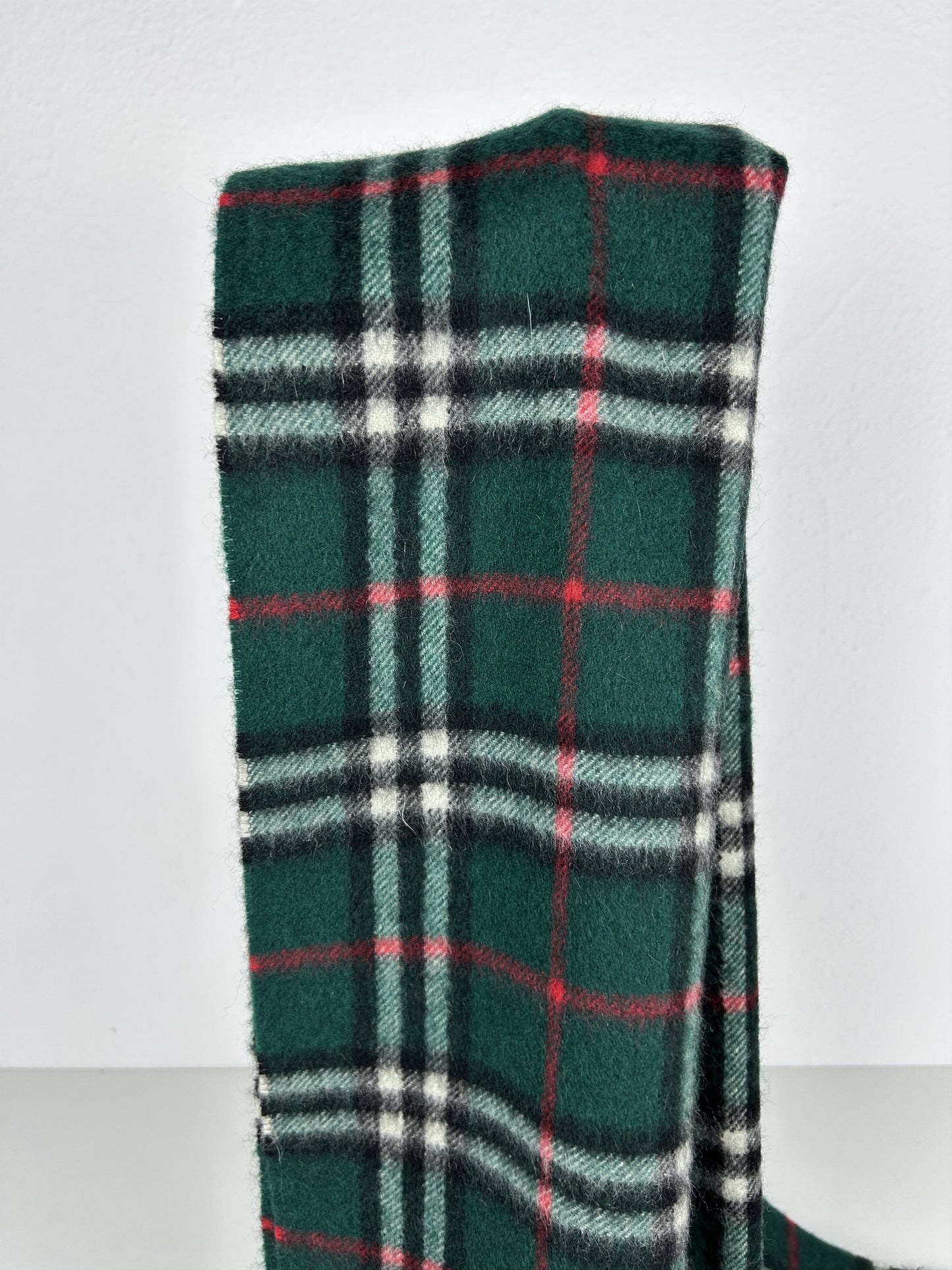 Vintage Burberry green nova check cashmere scarf