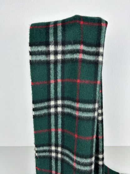 Vintage Burberry green nova check cashmere scarf
