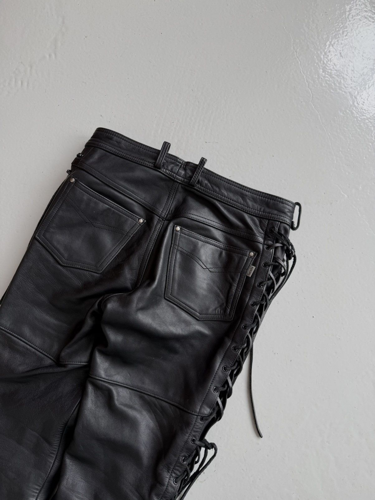 Vintage hein gericke lace up leather biker pants