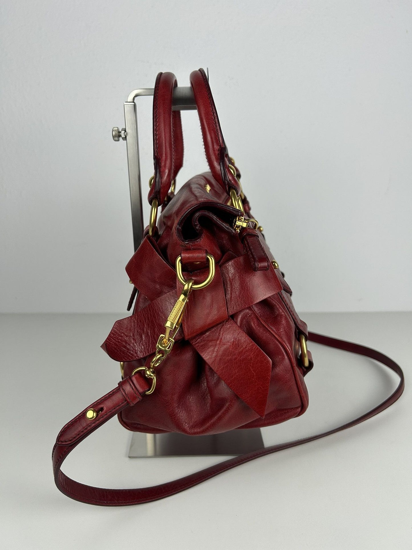 Miu miu vitello small bow bag in red