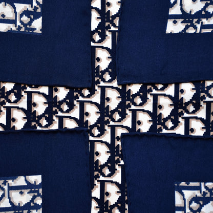 Vintage Dior trotter silk scarf navy & beige