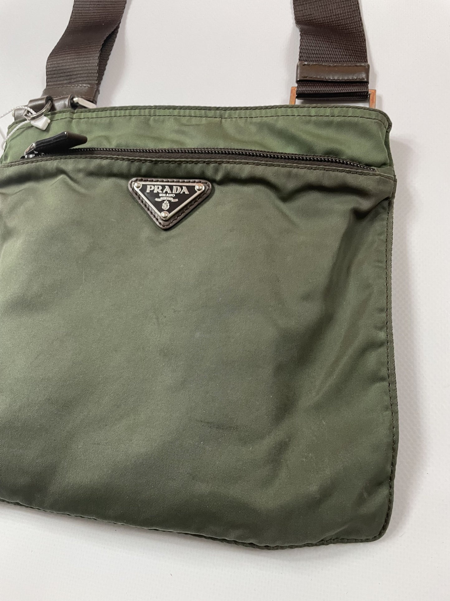 Prada nylon triangle logo small shoulder crossbody bag