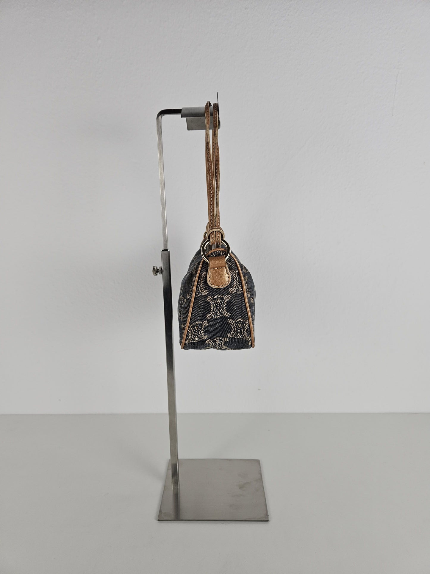 Vintage celine triomphe denim mini handbag pochette baguette