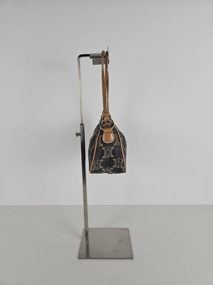 Vintage celine triomphe denim mini handbag pochette baguette