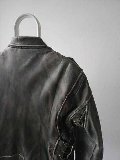 Vintage distressed ramones biker leather jacket