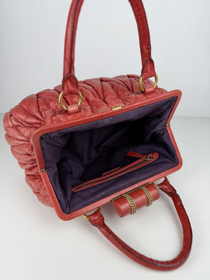 Miu Miu matelasse pleated leather handbag