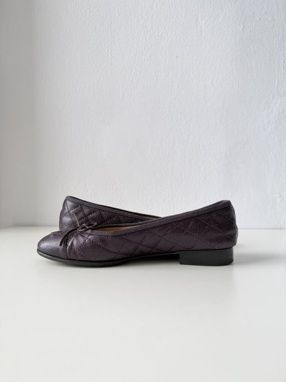 Vintage Chanel ribbon CC logo ballet flats