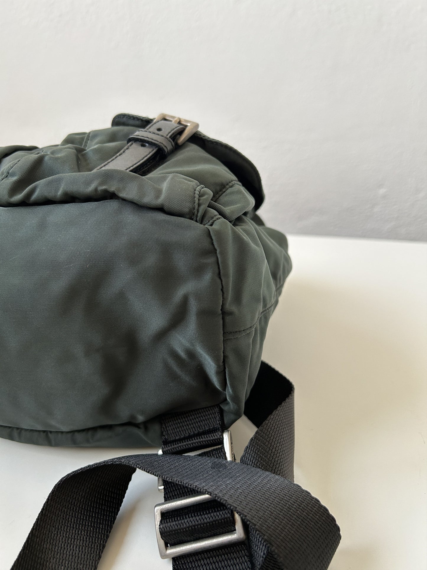 Vintage 90s Prada nylon triangle logo small cargo backpack