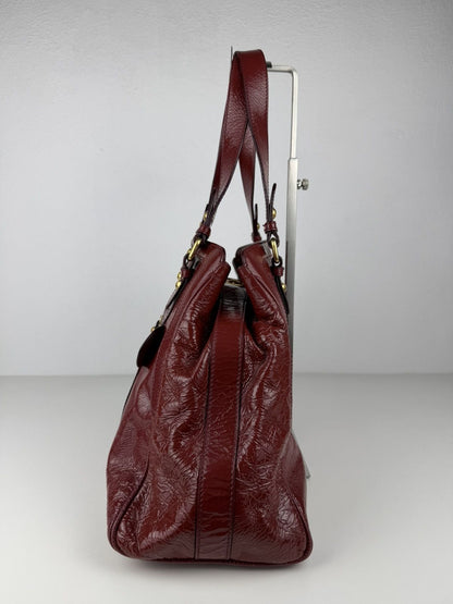 Fendi crinkled patent leather de jour handbag large