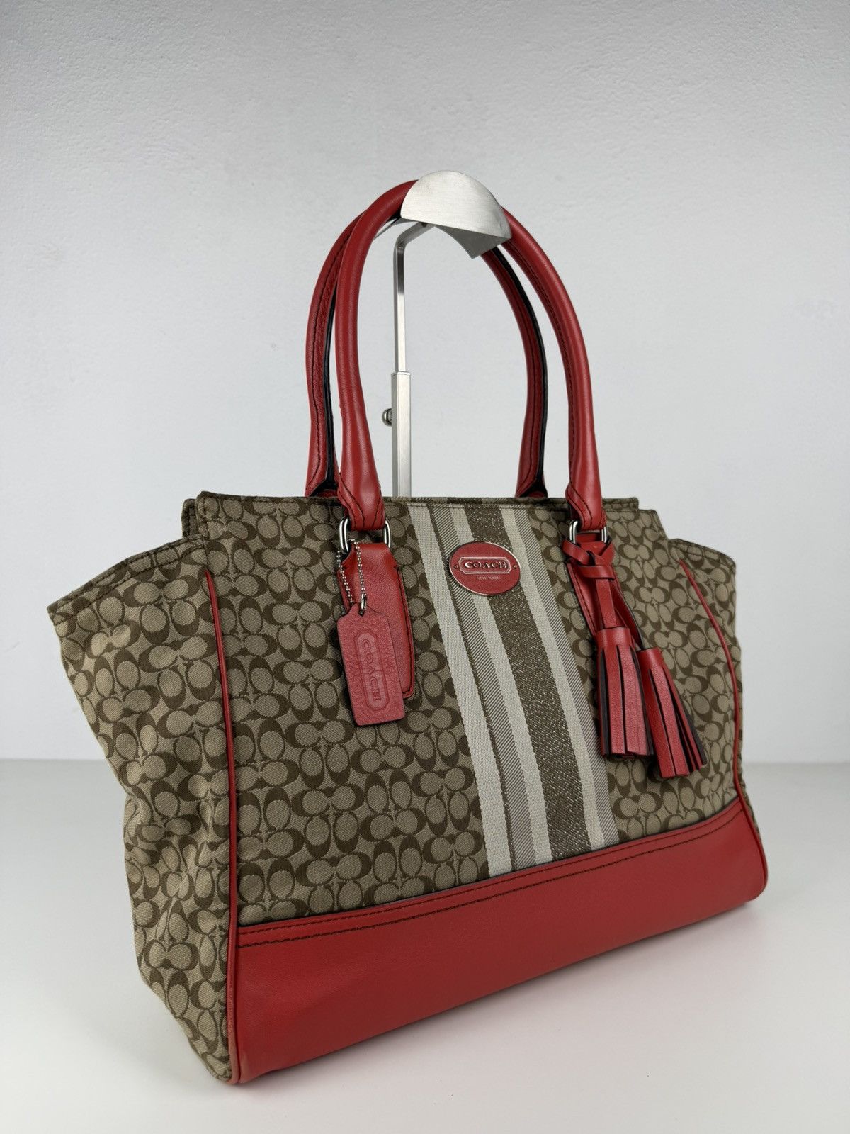 Coach legacy stripe candace carryall tote
