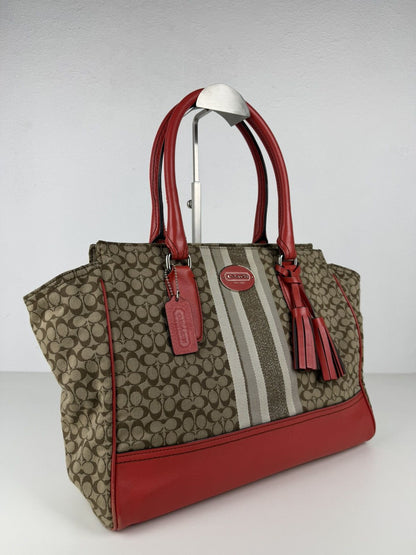 Coach legacy stripe candace carryall tote