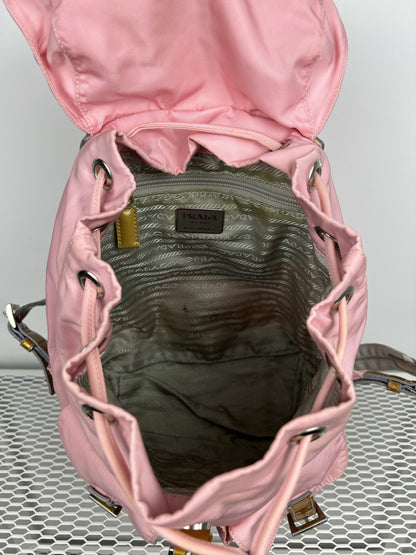 Prada nylon triangle logo pink backpack