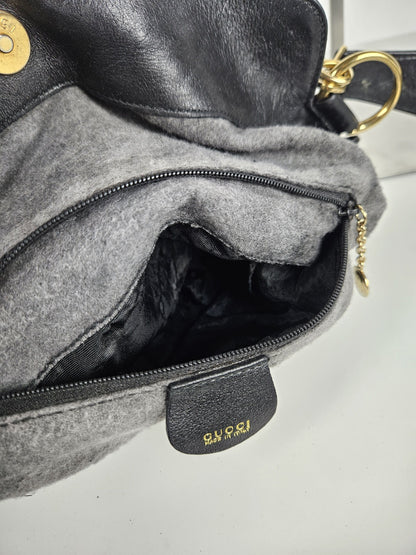 Vintage 80s gucci bamboo top handle calf leather handbag