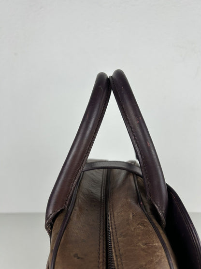 2000 Dior by John Galliano double saddle leather bowling bag