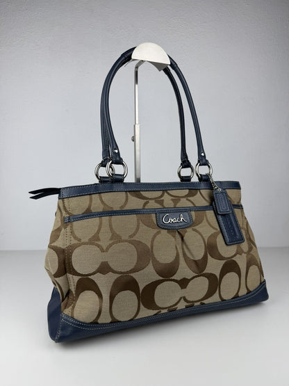 Coach park signature carryall canvas and leather tote