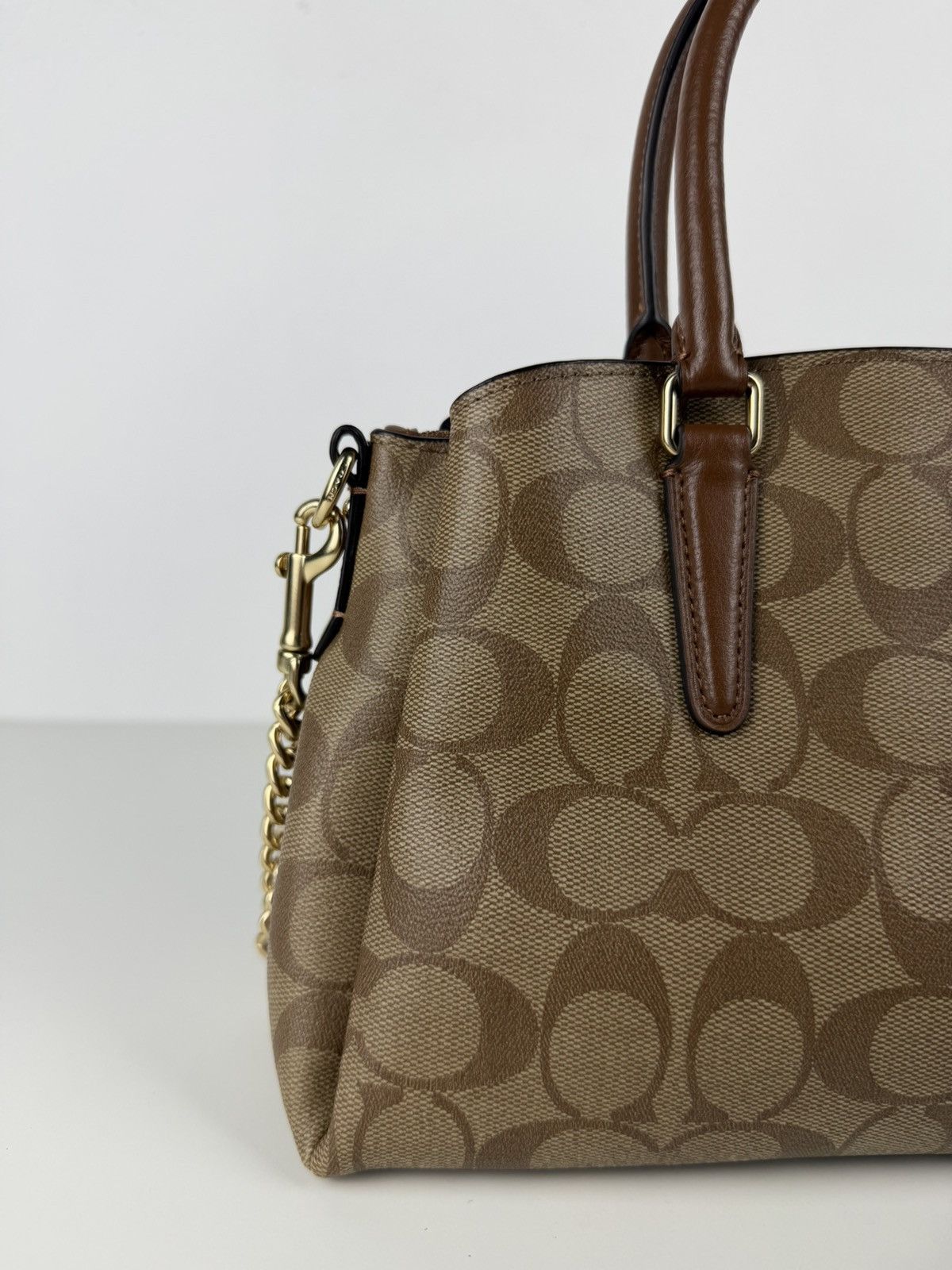 Coach coated signature mini sage carryall handbag