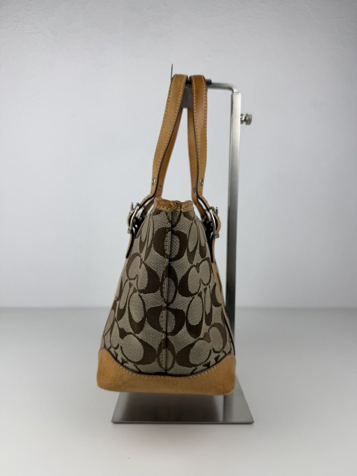 Coach signature canvas and leather mini tote bag