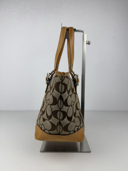 Coach signature canvas and leather mini tote bag
