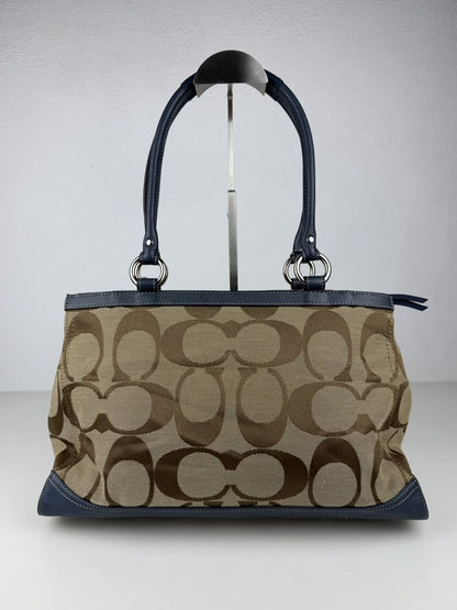 Coach park signature carryall canvas and leather tote