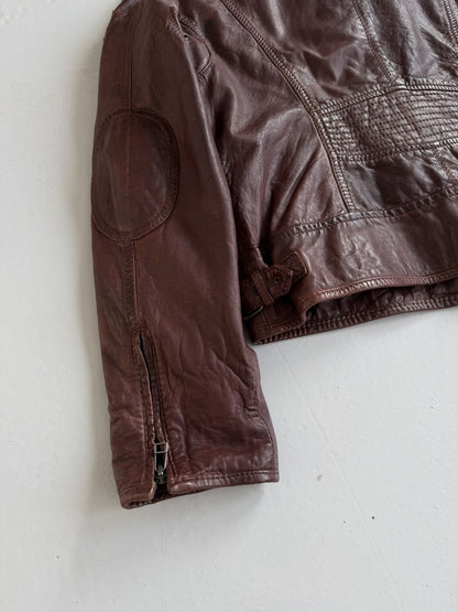 Vintage ‘Mauritius’ cropped leather biker jacket