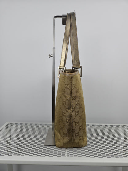 Vintage y2k Gucci gg monogram canvas gold tote bag