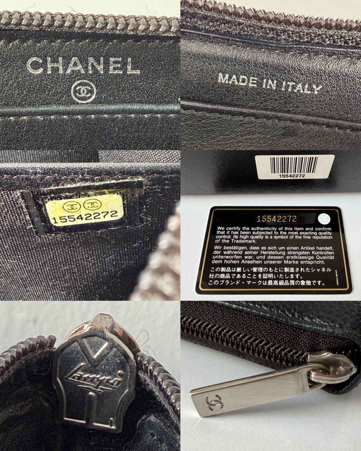 2011-2012 Chanel caviar leather CC logo zip wallet