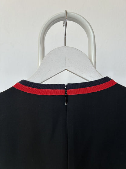 2017 Gucci ribbon trim short sleeve wool and silk mini dress