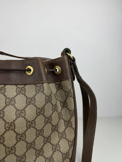 Vintage 80s Gucci monogram drawstring bucket bag