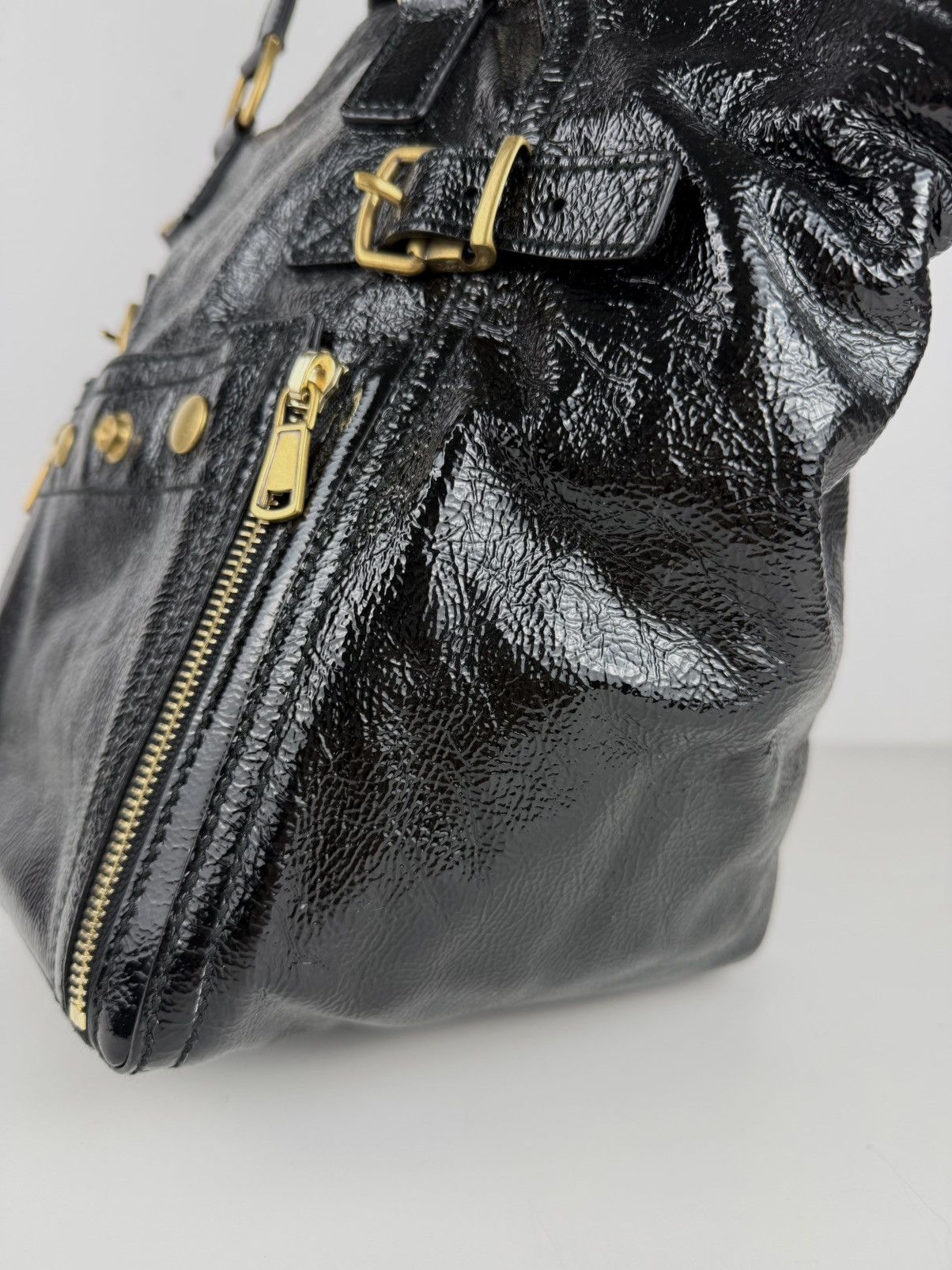SS2009 YSL Rive Gauche sac downtown patent leather tote bag