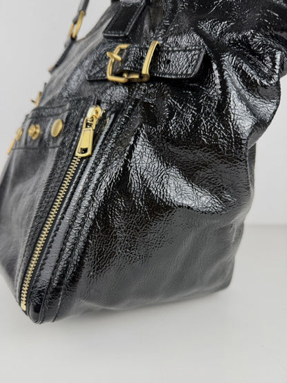 SS2009 YSL Rive Gauche sac downtown patent leather tote bag