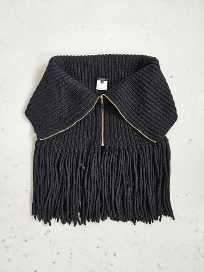 Gucci front zip fringed knit top/ skirt