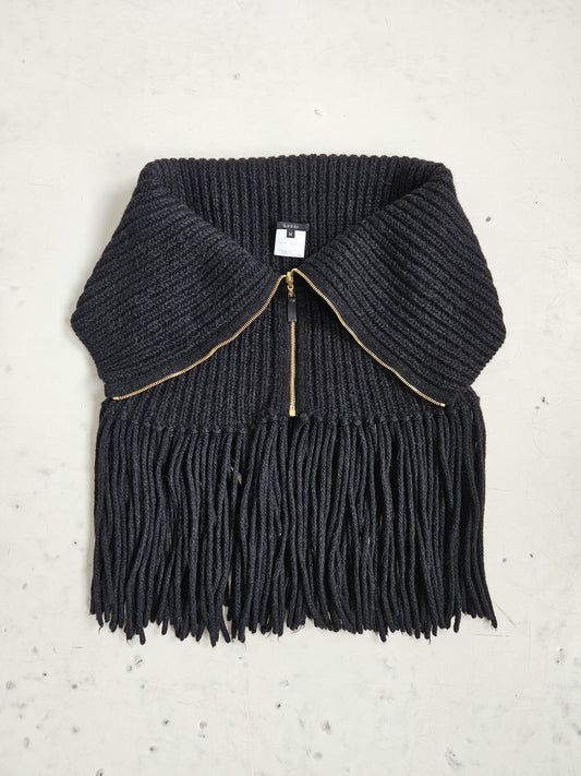 Gucci front zip fringed knit top/ skirt