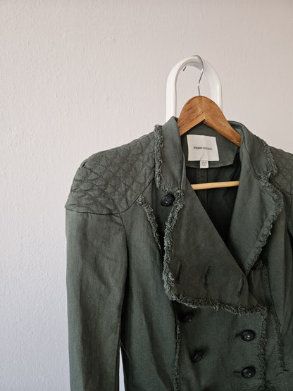 Pierre Balmain raw edge double breasted napoleon coat