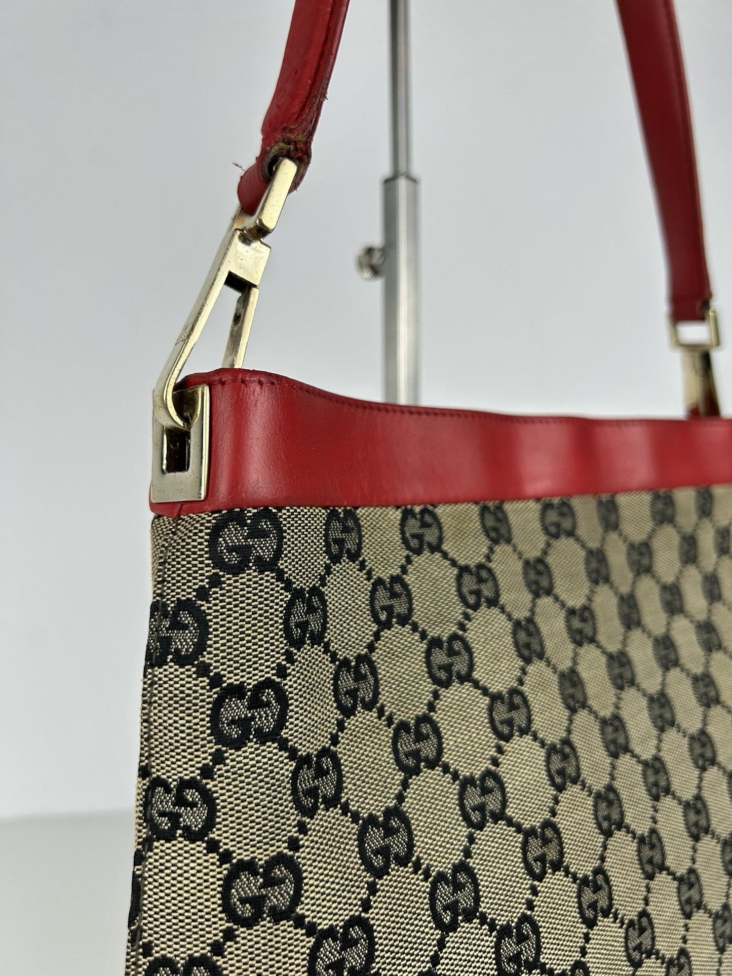 Vintage y2k Gucci monogram canvas and leather shoulder bag