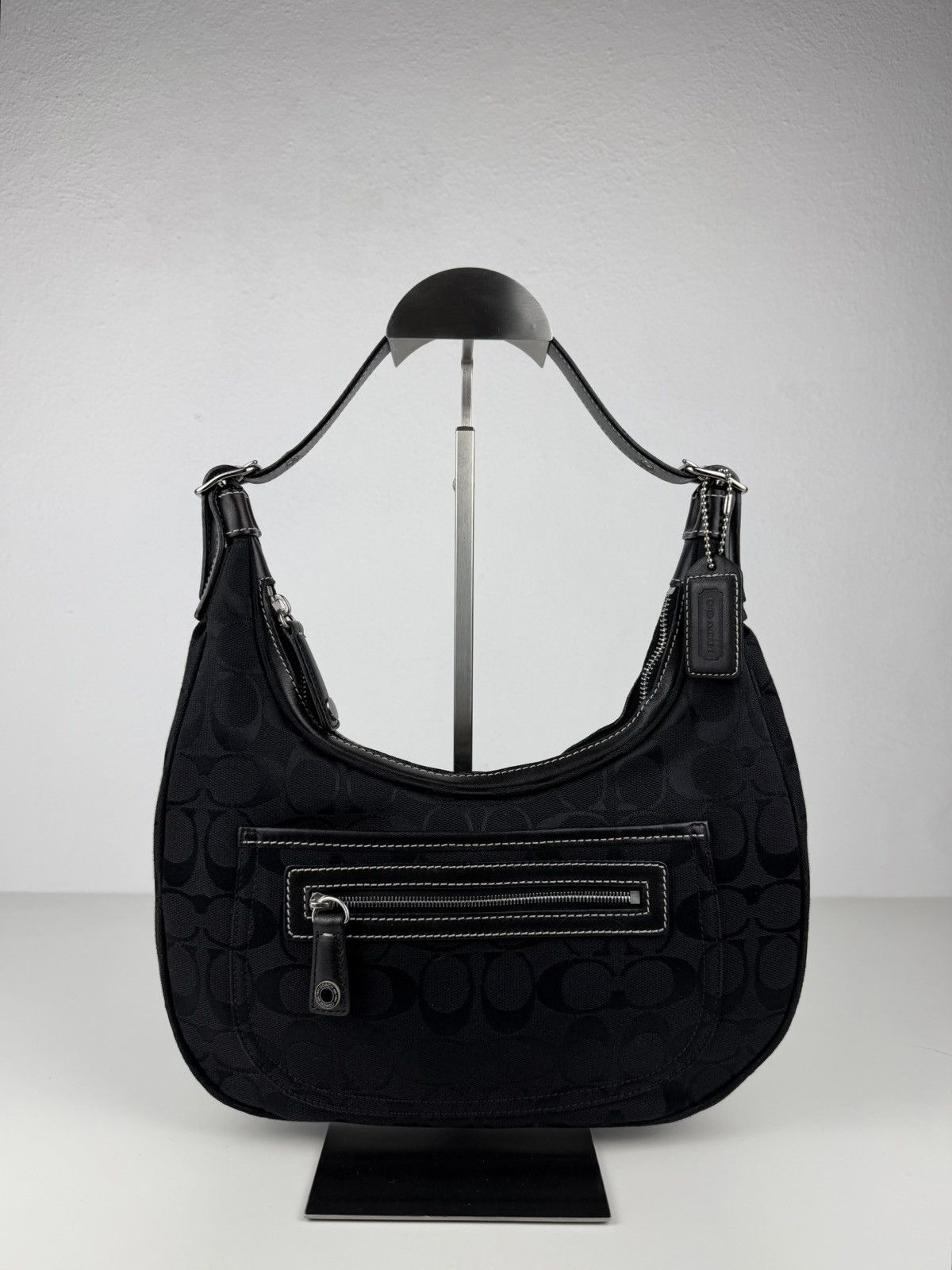 Coach signature jacquard half moon small hobo bag